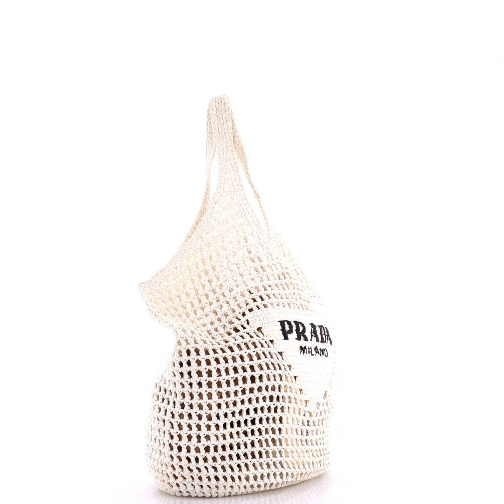 Prada Small Triangle Logo Bucket Tote Raffia - Picture 2 of 6